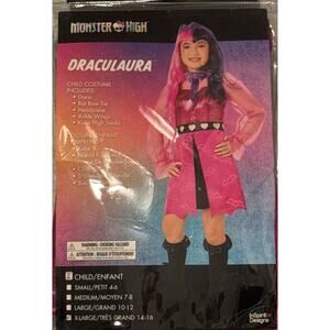 NEW Kids Monster High Pink Draculaura Girls Costume Size XL 14-16 Dress
